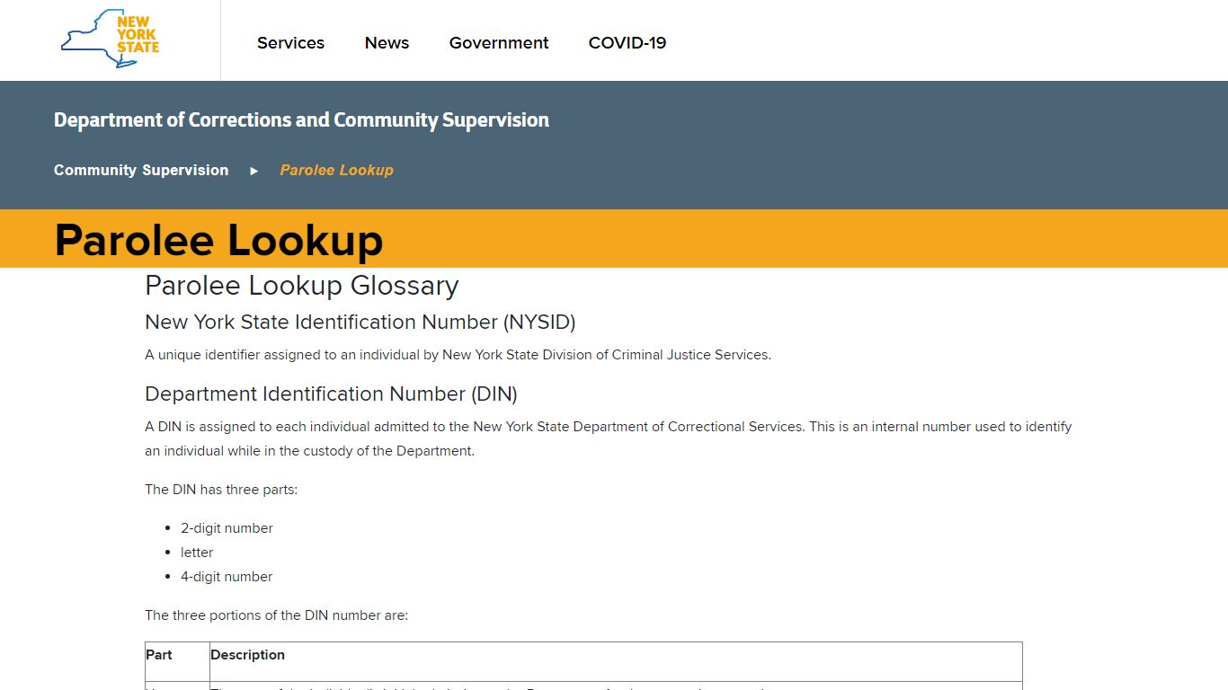 Parolee Lookup - Government of New York
