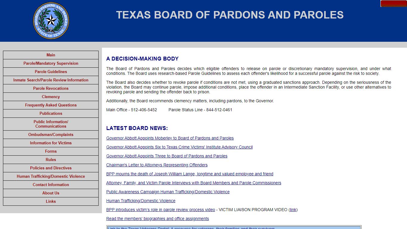 Texas Board of Pardons and Paroles Home Page